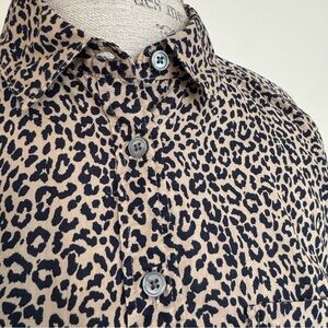 J. Crew Tan and Navy Leopard print blouse